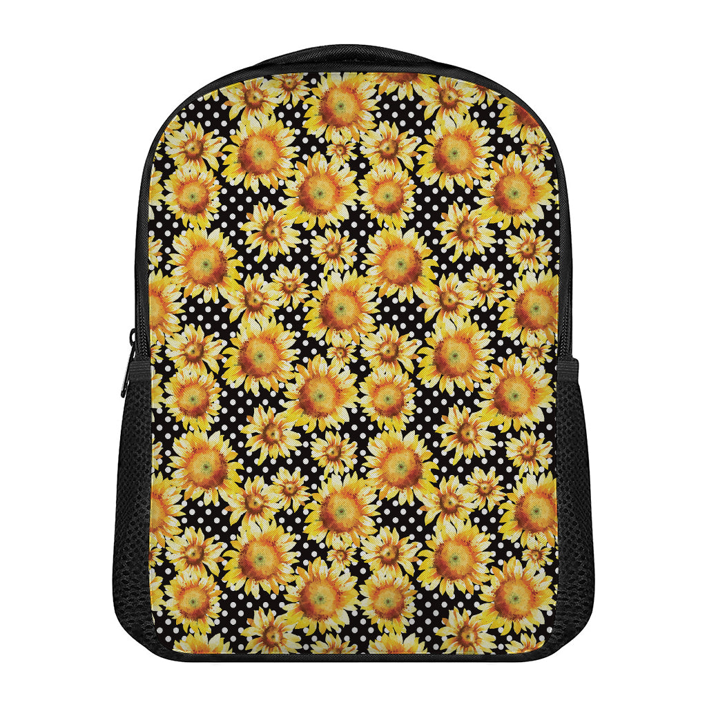 Watercolor Polka Dot Sunflower Print Casual Backpack