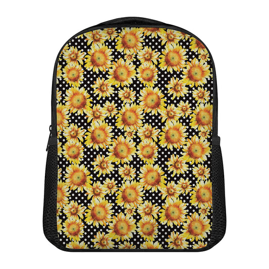 Watercolor Polka Dot Sunflower Print Casual Backpack