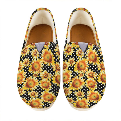Watercolor Polka Dot Sunflower Print Casual Shoes