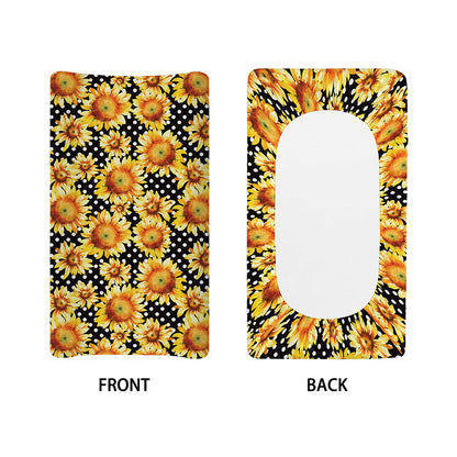 Watercolor Polka Dot Sunflower Print Changing Pad Cover