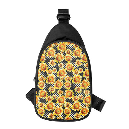 Watercolor Polka Dot Sunflower Print Chest Bag