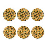 Watercolor Polka Dot Sunflower Print Coaster Set