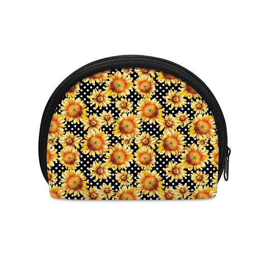 Watercolor Polka Dot Sunflower Print Coin Purse