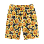 Watercolor Polka Dot Sunflower Print Cotton Shorts