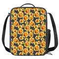 Watercolor Polka Dot Sunflower Print Crossbody Lunch Bag