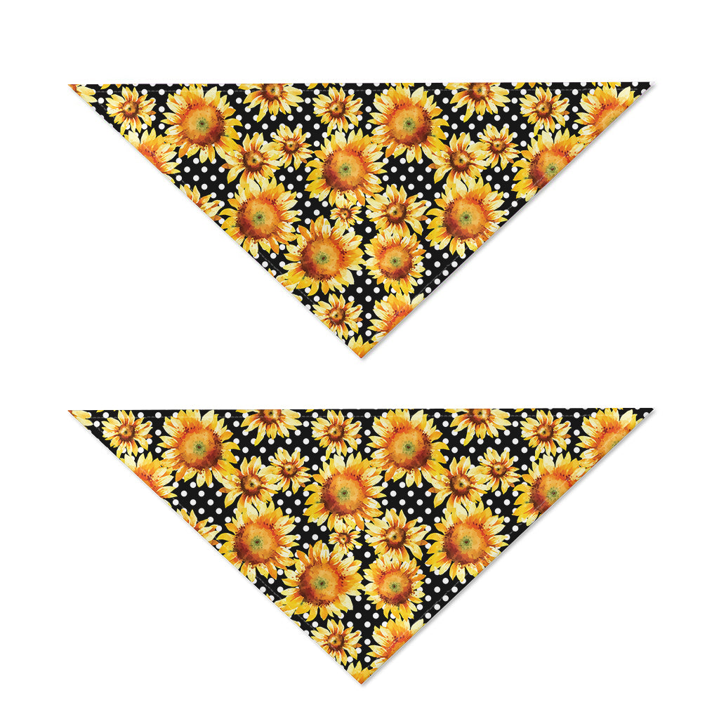 Watercolor Polka Dot Sunflower Print Dog Bandana