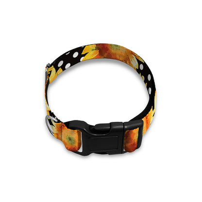 Watercolor Polka Dot Sunflower Print Dog Collar