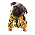 Watercolor Polka Dot Sunflower Print Dog Zip Up Hoodie
