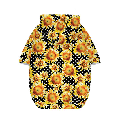 Watercolor Polka Dot Sunflower Print Dog Zip Up Hoodie