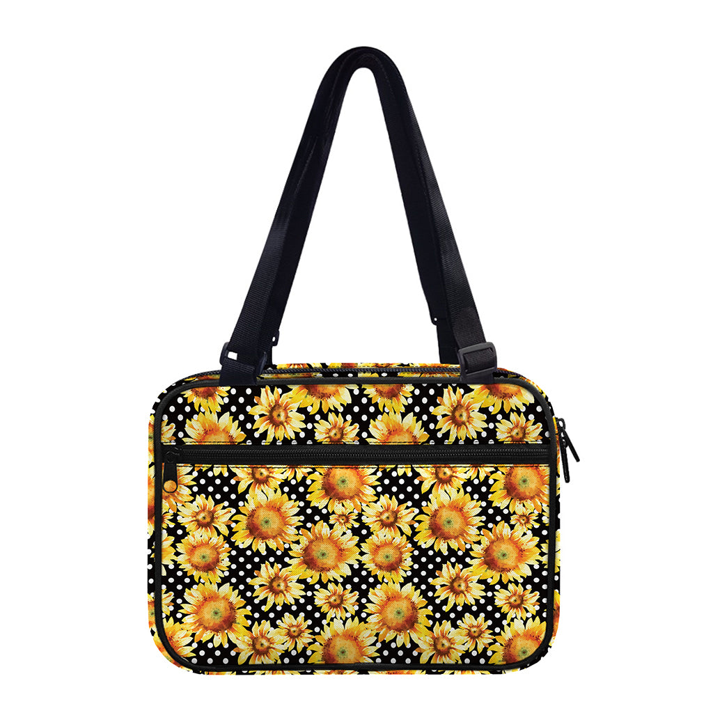 Watercolor Polka Dot Sunflower Print Double Strap Bible Bag