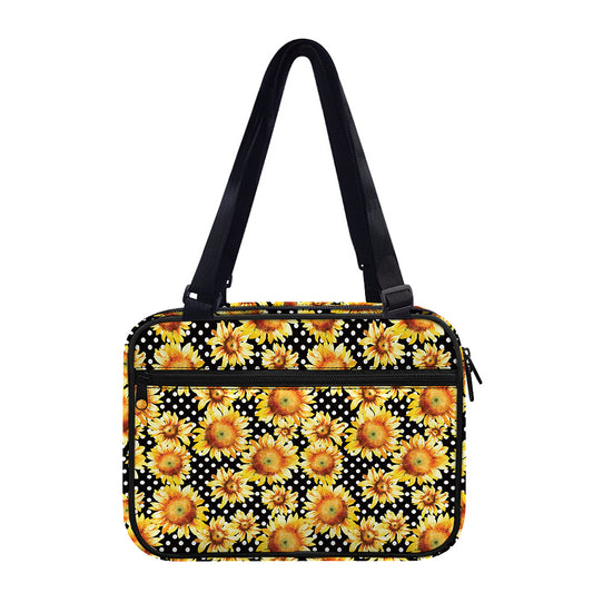 Watercolor Polka Dot Sunflower Print Double Strap Bible Bag