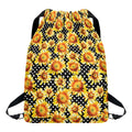 Watercolor Polka Dot Sunflower Print Drawstring Backpack