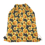 Watercolor Polka Dot Sunflower Print Drawstring Bag