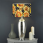 Watercolor Polka Dot Sunflower Print Drum Lamp Shade