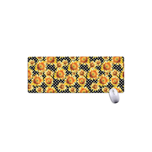 Watercolor Polka Dot Sunflower Print Extended Mouse Pad