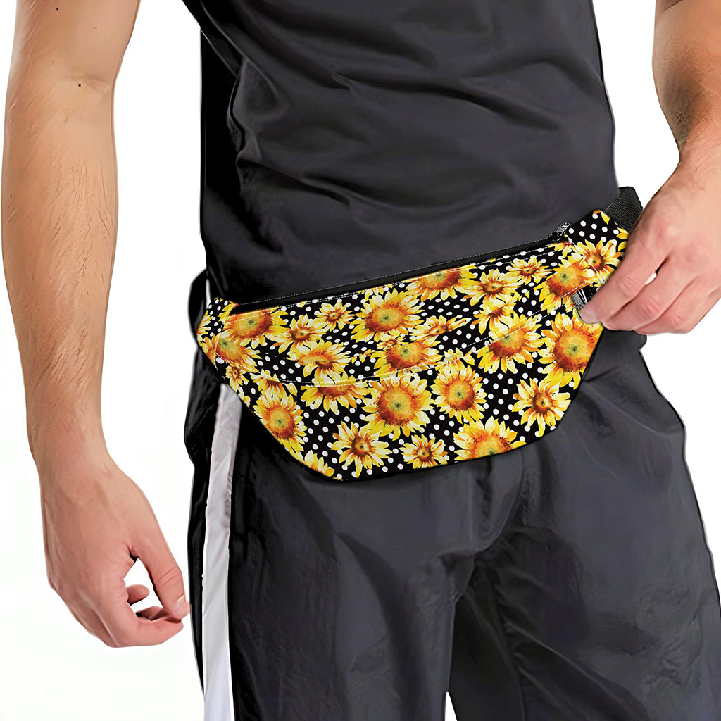 Watercolor Polka Dot Sunflower Print Fanny Pack