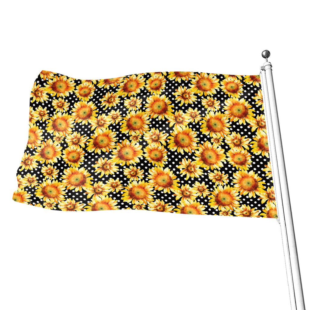 Watercolor Polka Dot Sunflower Print Flag