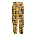 Watercolor Polka Dot Sunflower Print Fleece Lined Knit Pants