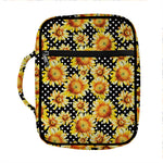 Watercolor Polka Dot Sunflower Print Front Pocket Bible Bag