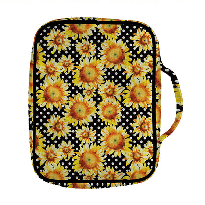 Watercolor Polka Dot Sunflower Print Front Pocket Bible Bag