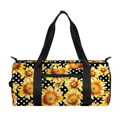 Watercolor Polka Dot Sunflower Print Gym Bag