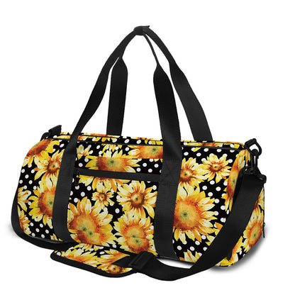Watercolor Polka Dot Sunflower Print Gym Bag
