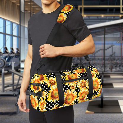Watercolor Polka Dot Sunflower Print Gym Bag