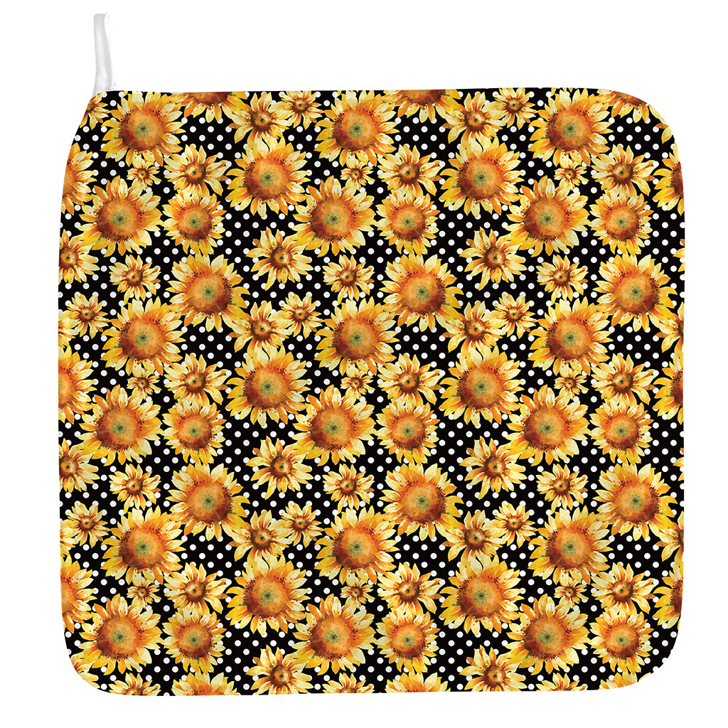Watercolor Polka Dot Sunflower Print Hand Towel