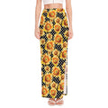 Watercolor Polka Dot Sunflower Print High Slit Maxi Skirt
