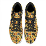 Watercolor Polka Dot Sunflower Print High Top Leather Sneakers