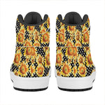 Watercolor Polka Dot Sunflower Print High Top Leather Sneakers
