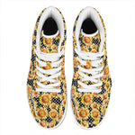 Watercolor Polka Dot Sunflower Print High Top Leather Sneakers