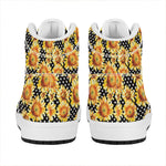 Watercolor Polka Dot Sunflower Print High Top Leather Sneakers
