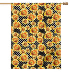 Watercolor Polka Dot Sunflower Print House Flag