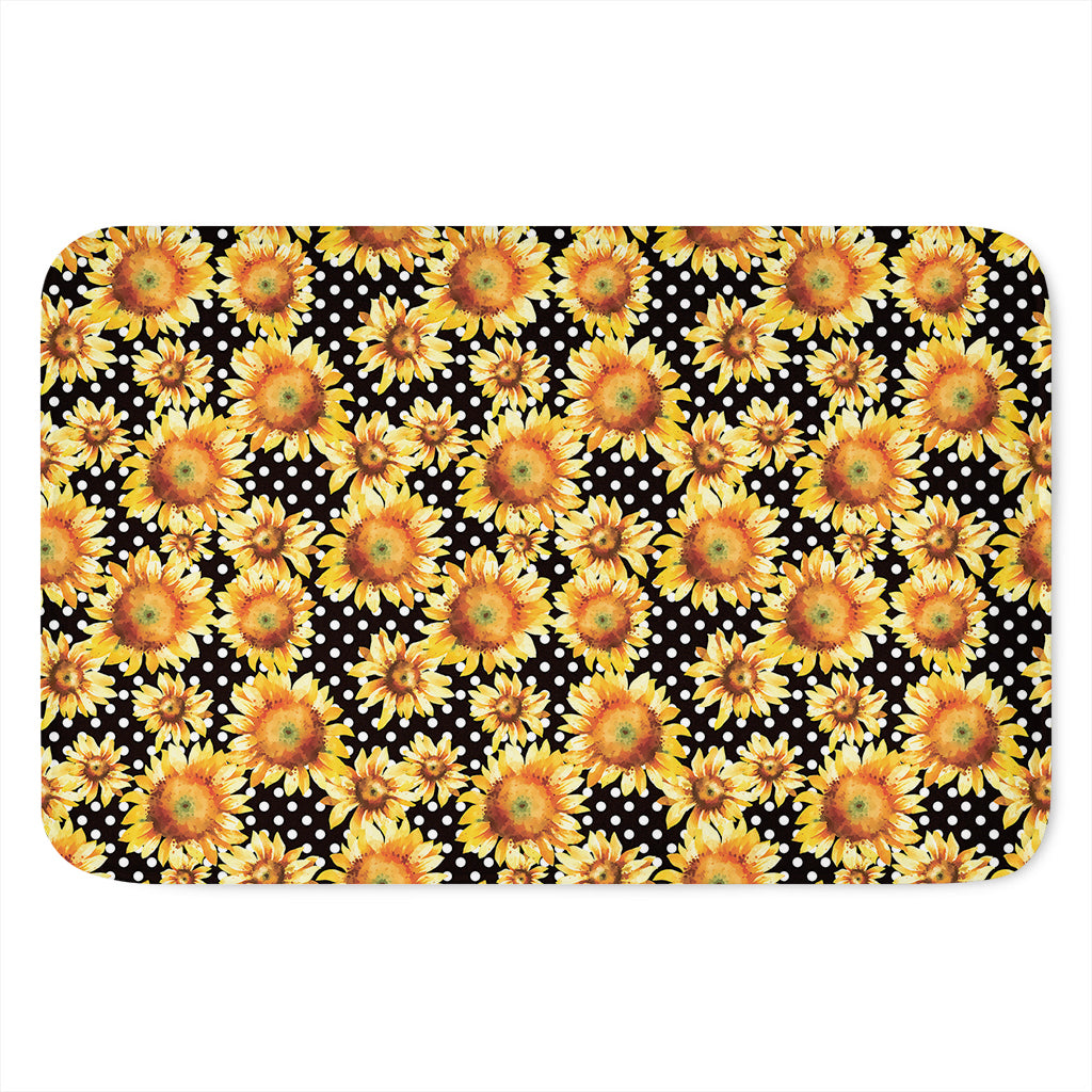 Watercolor Polka Dot Sunflower Print Indoor Door Mat