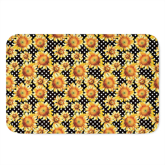 Watercolor Polka Dot Sunflower Print Indoor Door Mat