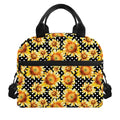 Watercolor Polka Dot Sunflower Print Insulated Lunch Bag