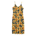Watercolor Polka Dot Sunflower Print Jersey Midi Cami Dress