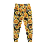 Watercolor Polka Dot Sunflower Print Jogger Pants