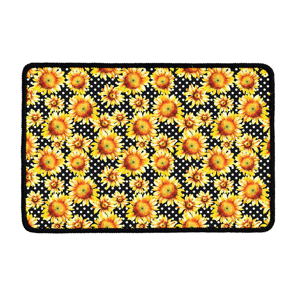 Watercolor Polka Dot Sunflower Print Kitchen Mat