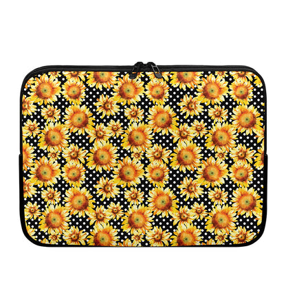 Watercolor Polka Dot Sunflower Print Laptop Sleeve
