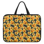 Watercolor Polka Dot Sunflower Print Laptop Sleeve With Handle