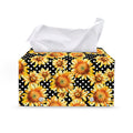 Watercolor Polka Dot Sunflower Print Leather Tissue Box Cover