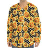 Watercolor Polka Dot Sunflower Print Long Sleeve Baseball Jersey