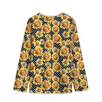 Watercolor Polka Dot Sunflower Print Long Sleeve Short Coat
