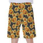 Watercolor Polka Dot Sunflower Print Men's Beach Shorts