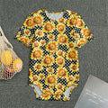 Watercolor Polka Dot Sunflower Print Men's Bodysuit
