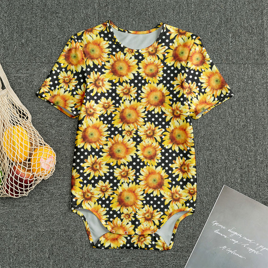Watercolor Polka Dot Sunflower Print Men's Bodysuit