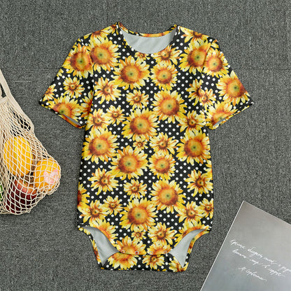 Watercolor Polka Dot Sunflower Print Men's Bodysuit