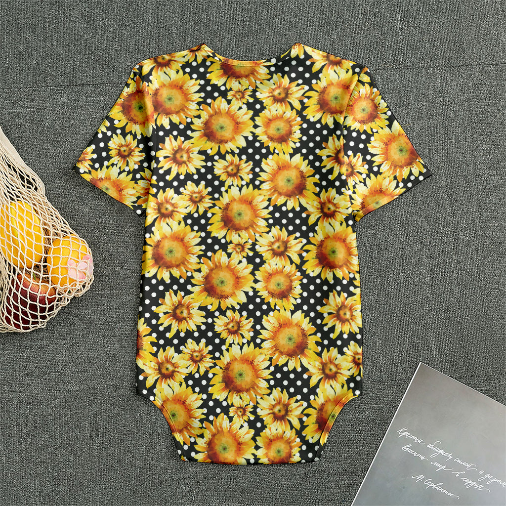 Watercolor Polka Dot Sunflower Print Men's Bodysuit